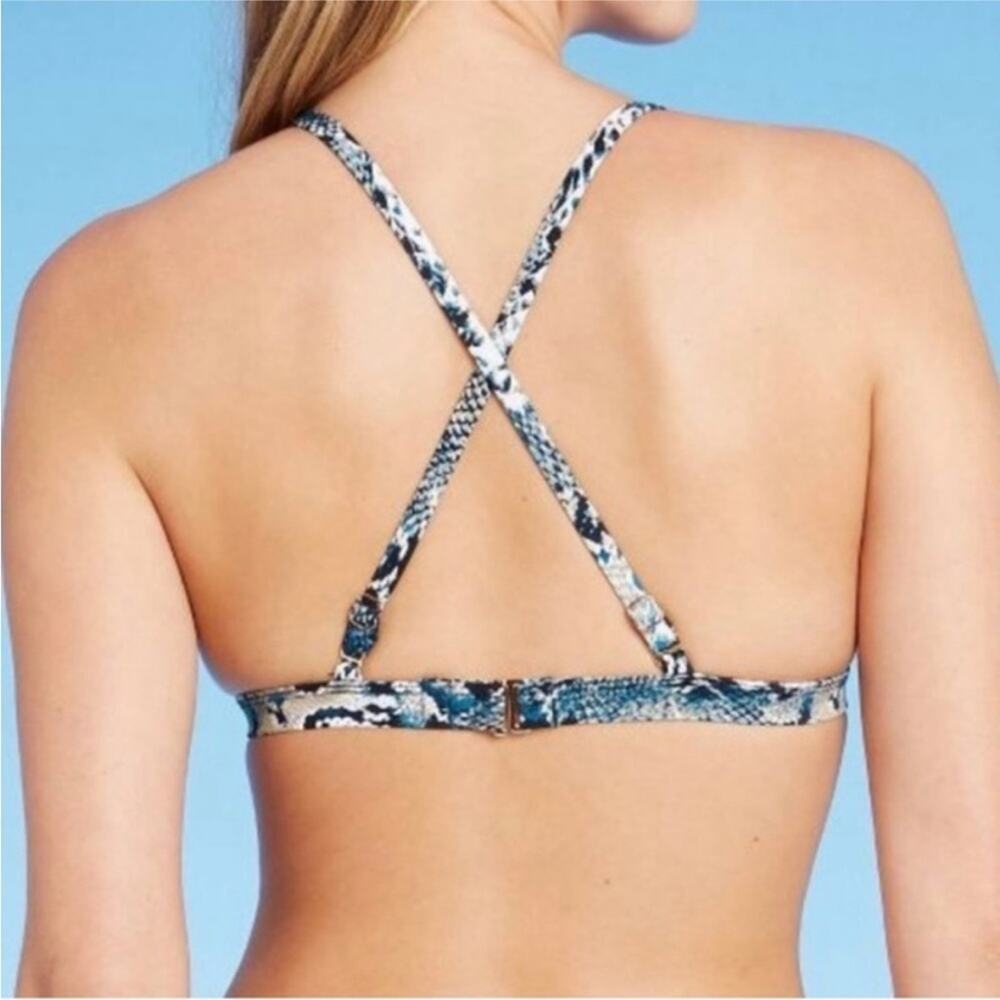 NEW TARGET Shade & Shore Blue Green Snake Skin Triangle Bralette Bikini Top XL - Picture 7 of 14